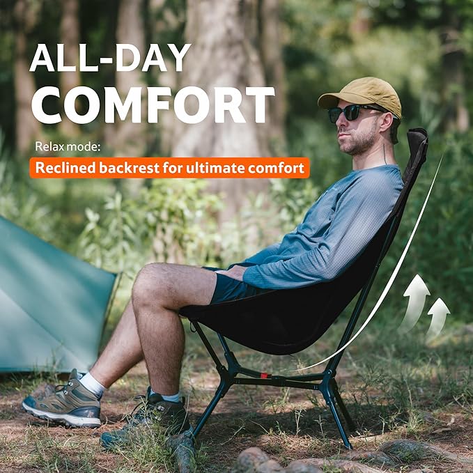 Naturehike YL01 Plus Snap Camping Chair 1 Second Setup Frame Portable Backpacking Chair with Padded Headrest Lightweight &amp Compact Folding Camp Chair