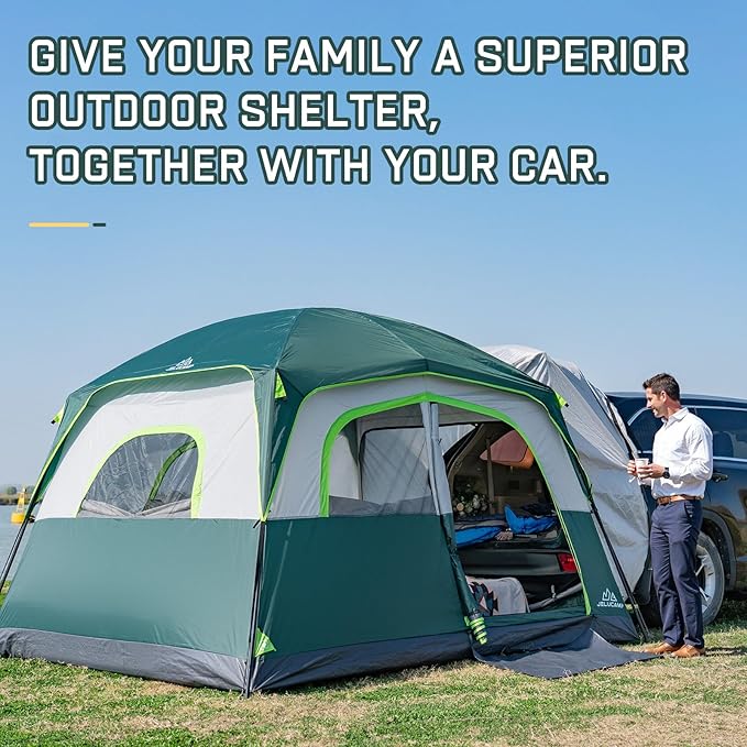 SUV Tents for Camping 6 Person Waterproof Car Family Camping Tent with Tailgate Attachment for SUV Jeep Truck with Cap Easy Setup Large Tent for Outdoor Camping