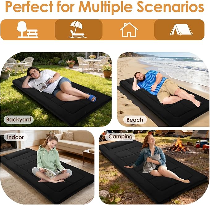 Floor Mattress 80 x 36 Inches XXL Portable Foam Sleeping Pad Comfortable Non-Slip Foldable Camping Mattress Lightweight Easy to Storage for Home Outdoor Tent Guest Bed Living Room
