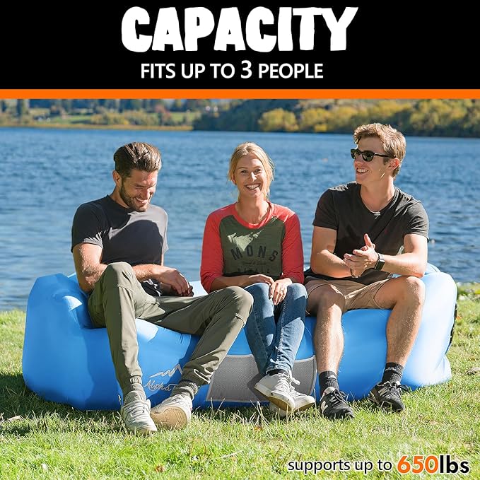 AlphaBeing Inflatable Lounger Beach Chair Accessories Air Sofa Hammock Inflatable Couch for Camping Backyard Lakeside with Compression Sacks Ideal Outdoor Gifts for Adults
