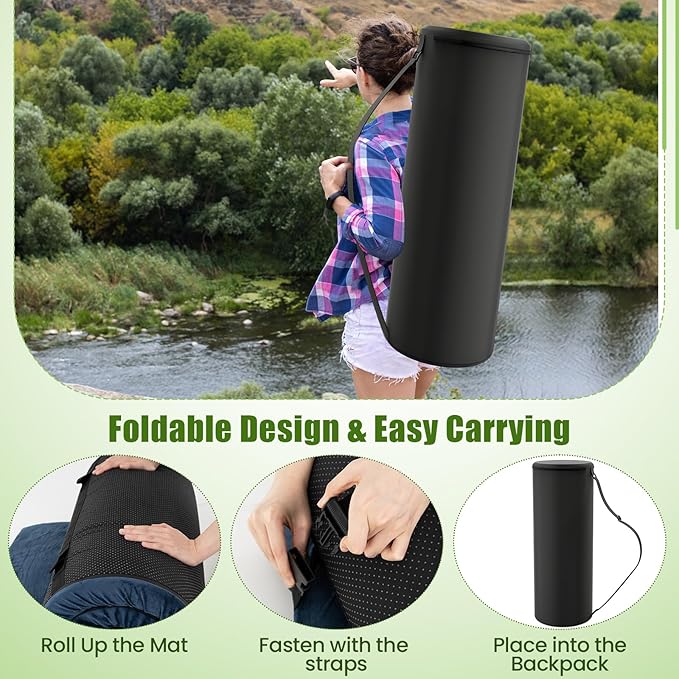 Tangkula Memory Foam Sleeping Pad Roll Up Floor Mattress with Carry Bag Non-Slip Bottom Guest Floor Folding Bed for Sleepover Portable Camping Mattress for Indoor Outdoor Car Travel Cot Tent