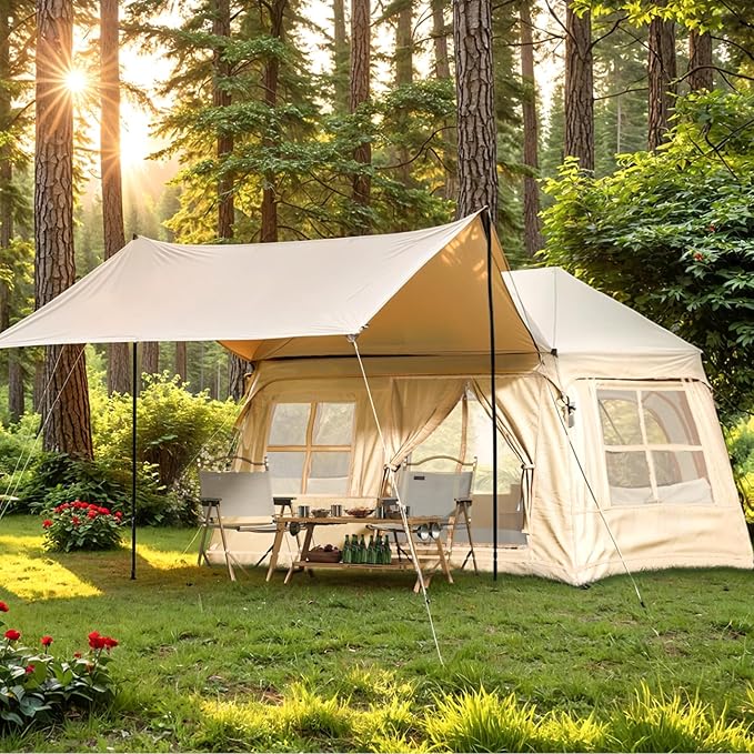YOLENY Inflatable Camping Tent for 4-6 Person Easy Setup Portable Water-Resistant Cabin Tent with Mesh Windows &amp Pumps