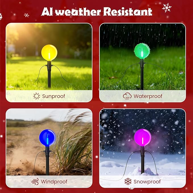 Outdoor Jumbo G40 Christmas Pathway Lights 23FT Connectable Walkway Lights with 12 G80 Multicolor LED Bulbs for Driveway Yard Lawn Garden