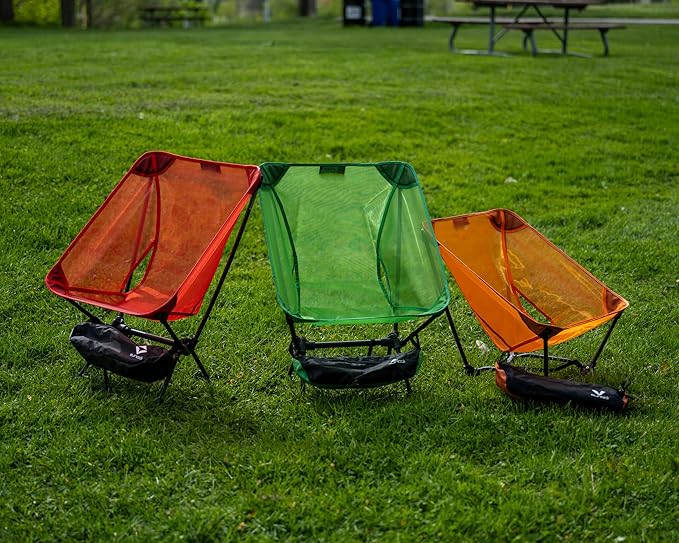 570g Ultralight Folding Camping Chair – Lightweight Aluminum Alloy Moon Chair Portable Backpacking Chair for HikingPicnicFishingRV BalconyPatioIndoor &amp Outdoor Use (Red)