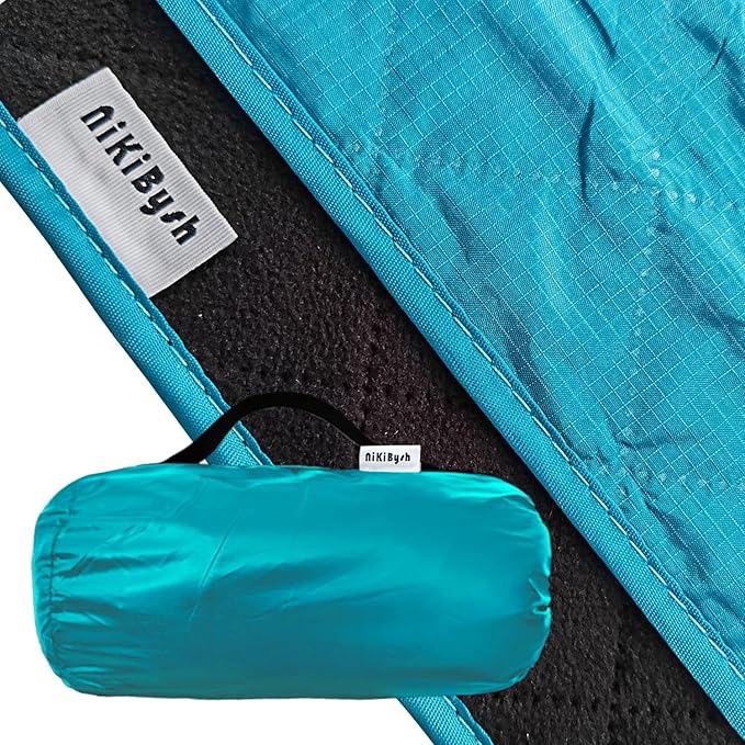 Large Outdoor Blanket Waterproof QuiltedThick Warm Fleece Blanket for Stadium Camping Picnics Beaches Pets Sports - Sandproof Windproof Washable Portable - Peacock Green