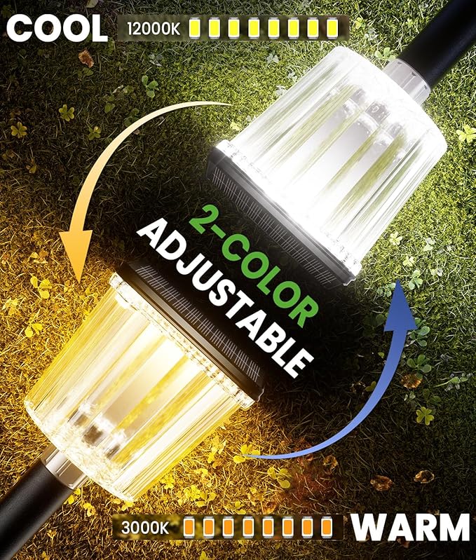 Super Bright Solar Pathway Lights 4 Pack Adjustable Warm &amp Cold Solar Lights Outdoor Waterproof IP65 Auto On/Off Outdoor Decor Light for Garden Landscape Path Yard Patio Driveway