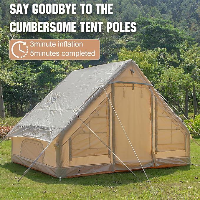 House Instant Glamping Camping Tents for 4-6 Person Inflatable Tent House with Hand Air Pump and Storage Bag Inflatable Floating Tent for Camping Travel Hiking