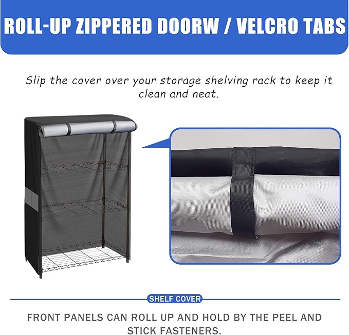 Wire Shelf Cover600D Heavy Duty Waterproof Dustproof Standing Shelf Units Cover Storage Rack Cover with Zipper for Metal Shelving (30 W x 14 D x 60 H)