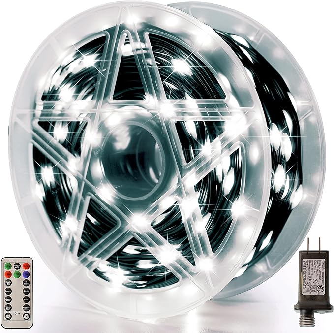 Christmas Lights 600 LED 196FT IP67 Waterproof Christmas Tree Lights with 8 Modes Outdoor String Lights with Timers &amp Memory Function Xmas Light for Holiday Decor (Cool White)