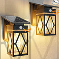 2 Pack Solar Porch Lights Outdoor Dusk to Dawn &amp Motion Sensor Solar Wall Light with Lantern Shape 3 Modes IP65 Waterproof E26 Bulb Exterior Sconce for Front Porch Garage Patio Security