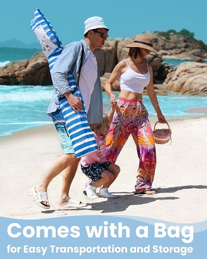 Qipi Beach Cabana - Easy to Set Up Canopy Waterproof Portable 6' x 6' Beach Shelter Included Side Wall Shade with UPF 50+ UV Protection Ultimate Sun Umbrella - for Kids Family &amp Friends
