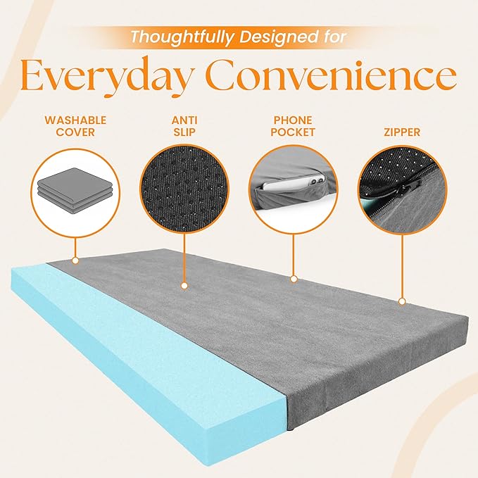 100% Pure Roll Up Memory Foam Camping Mattress with Waterproof Cover &amp Phone Pocket – Portable 3inch CertiPUR-US Sleeping Pad with Travel Bag for Camping Car Tent SUV Pets Guest Bed
