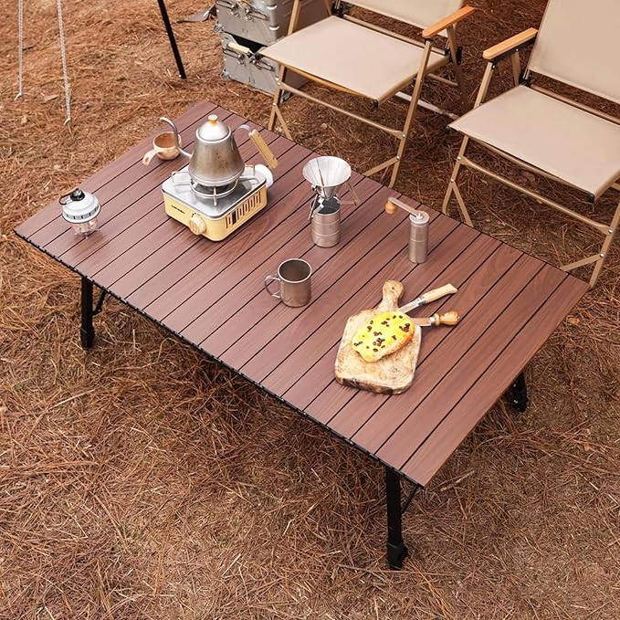 Folding Camping Table Aluminum Heavy Duty Adjustable Height Foldable Table 4FT Max Loads UP 110LBS Lightweight Portable with Carry Bag for Car Travel Indoor &amp Outdoor Picnic BBQ Backyards Beach