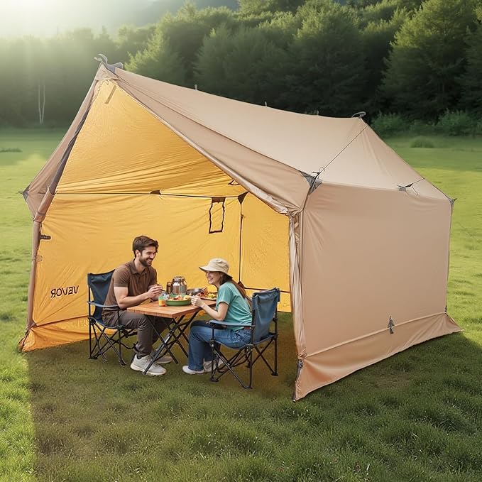 VEVOR Hot Tent Camping Tipi Hot Tents with Stove Jack Portable Winter Camping Tents with Snow Skirt Easy Setup Waterproof 4 Season Shelter Tents for Fishing Backpacking
