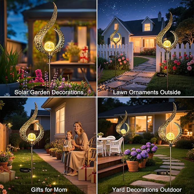 HOMEIMPRO Outdoor Solar Garden Lights Waterproof Gifts for Mom Dad Yard Art Pathway Lawn Ornaments Outdoor DecorBirthday Gifts for Wife Women (Bronze2Pack)