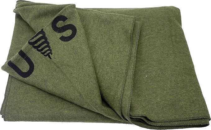 U.S. Military Medical Wool Blanket 64 x 90 Army Replica Emergency Blanket - Wool Blend Olive Drab