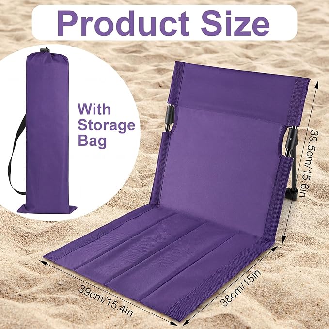 Karenhi 2 Pcs Foldable Poolside Chairs Portable Beach Chair Folding Poolside Chairs for Edge of Pool for Adults Traveling Camping Picnic Lawn Accessories (Purple)