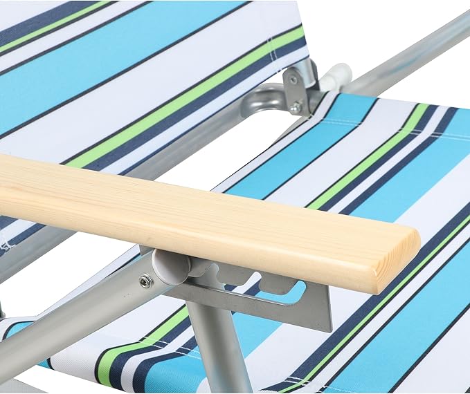 Portal 14.17 X 19.69 X 31.1 Lightweight Adjustable Hi-Back Folding Beach Chair with Cup Holder and Padded Carry Strap Blue