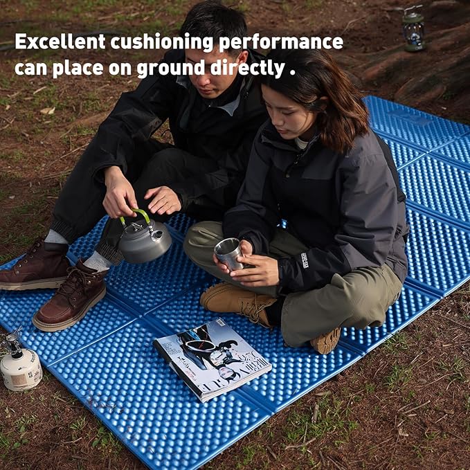 Camping Foam Sleeping Pad Lightweight Closed Cell Folding Camping Mat Moisture-Proof Camping Mattress Portable for Outdoor Hiking Mountaineering Blue