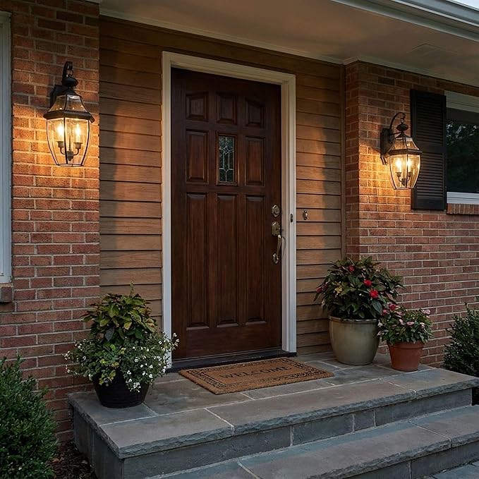 Quoizel Newbury 20 Outdoor Wall Lantern 2-Light Mystic Black with Clear Beveled Glass E12 Base French Country Style
