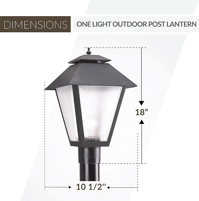Generation Lighting 82065-12 Polycarbonate One-Light Outdoor Post Lantern Outside Lighting Black Finish