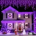 YEGUO 33ft 400 LED Purple Icicle Christmas Lights Outdoor Waterproof 80 Drops Icicle Light Connectable 8 Modes Christmas Lights Indoor with Memory Timer