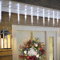 Cool White Christmas Icicle Lights - 20 Large Tubes Outdoor/Indoor Crystal Ice Hanging Lights 29FT 8 Mode with Timer Meteor Shower LED Light for Decoration