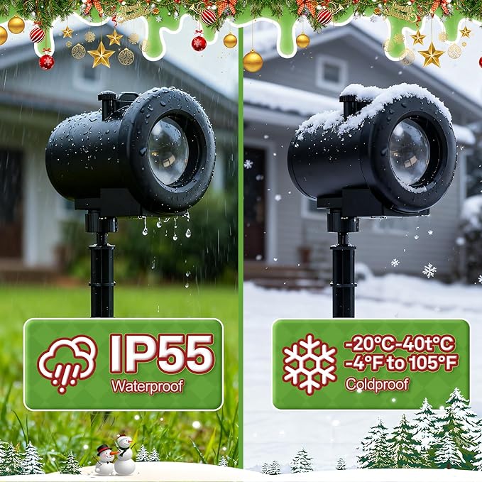 12 in 1 Christmas Projector Lights Outdoor 3D Dynamic Santa Sleigh/Nativity/Green Monster/Ghost/Spider/Bat Christmas DecorNight Lights for Party Home Window Wall Holiday Decor