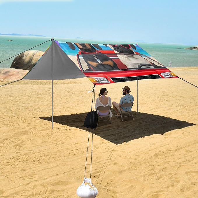 Beach Tent Sun Shelter Cool Dachshunds Driving Lightweight &amp Easy Setup Beach Shade Canopy for Camping Fishing