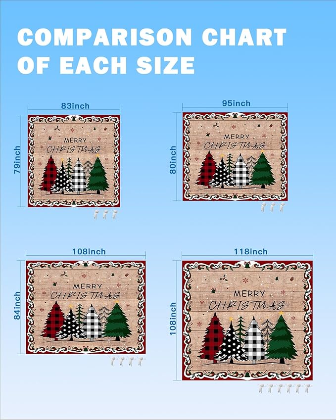 Beach Blanket Waterproof Sandproof OversizedMerry Christmas Grid Dot Tree Beach Mat with Corner Stakes Sand PocketsHolly Snowflake on Wooden Outdoor Picnic Mat for Travel Camping Hiking 95x80In