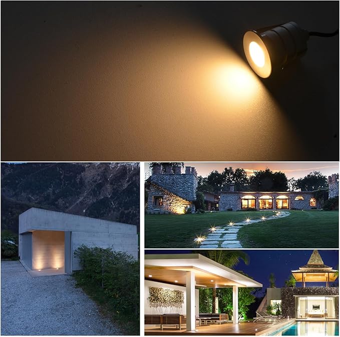 Low Voltage LED Inground Well Light 4-Packs 3W 3000K Warm White IP67 Waterproof Aluminum Buried Underground Lights for Outdoor Landscape Lighting Deck Yard Pool 12V-24V DC AC12V (4-Pack)
