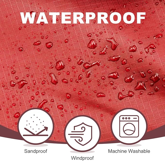 Fleece Waterproof Outdoor Blanket - Windproof Stadium Blanket for Camping Picnics and Sports Stay Dry and Comfortable 80x 58(Hoodeed Red)