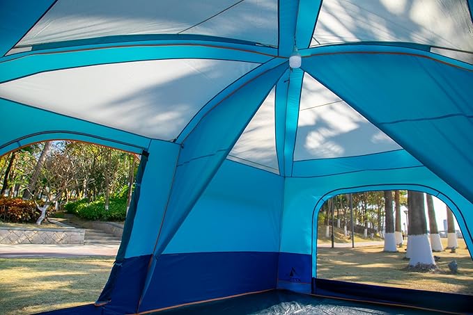 KTT Extra Large Tent 10-12-14 Person(Style-B)Family Cabin Tents2 Rooms3 Doors and 3 Windows with MeshStraight WallWaterproofDouble LayerBig Tent for OutdoorPicnicCampingFamily Gathering