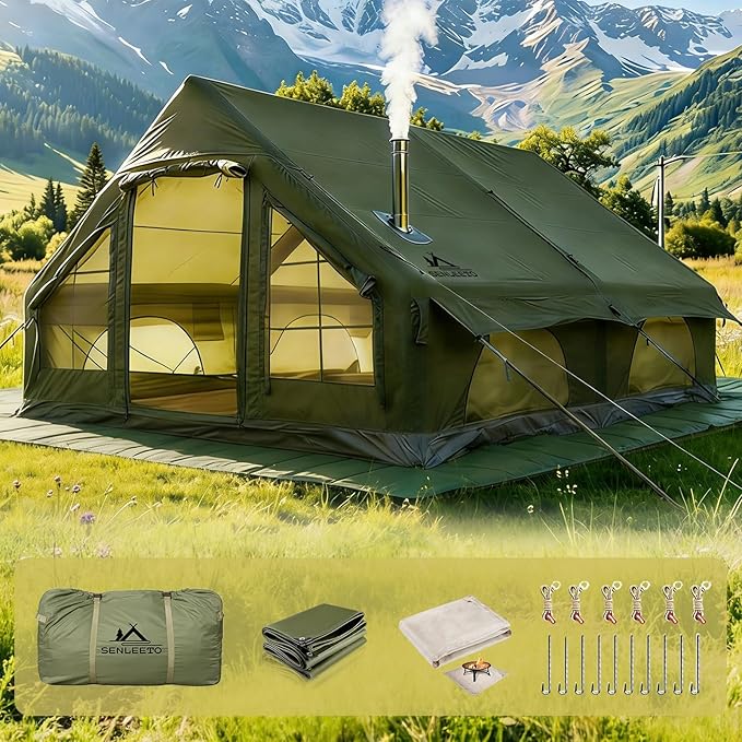 Inflatable Tents for Camping Large Inflatable Camping Tent with Hand Pump Easy Setup Tents for 2/4/6/8/10/12 People Portable Glamping Tent