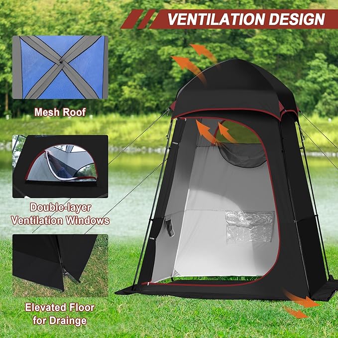 Camping Shower Tent 7.9 FT Extra Tall Oversize Privacy Tent Portable Outdoor Bathroom Toilet Tent with Floor Easy Set Up Privacy Shelter for Dressing Hiking Fishing UPF50+