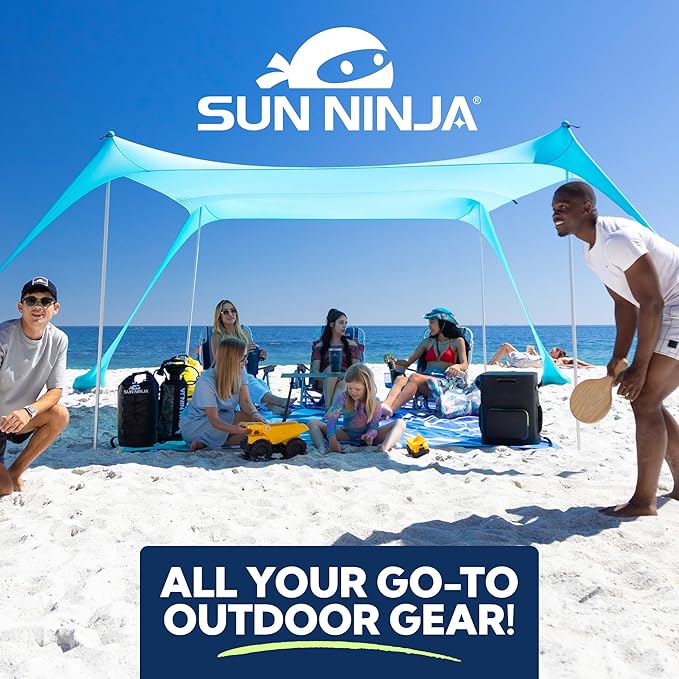 SUN NINJA Beach Table – Lightweight Mini Folding Table with Carry Case Small Camping Table for Beach Camping and Picnics – Portable Picnic Table with Durable Aluminum Top Non-Slip Feet
