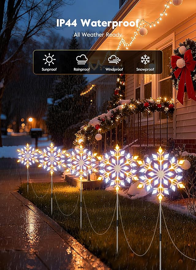 Brightown Star Christmas Pathway Lights Outdoor Christmas Decorations Yard Sidewalk Walkway Driveway Marker Stake
