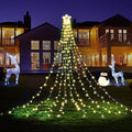 BlcTec Outdoor Christmas Decorations 317 LED Christmas Lights with 9 Strands 11.9ft Waterfall Christmas Tree Lights 8 Modes Waterproof Topper Star &amp Timer for Yard Patio Xmas Décor Warm White