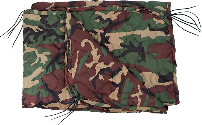 M MCGUIRE GEAR Lightweight Woodland Woobie Poncho Liner Blanket 84 x 60 Made in USA