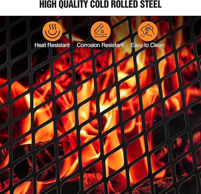 REDCAMP Folding Campfire Grill Heavy Duty Steel Grate Portable Camp Fire Cooking Rack Over Fire Pit with Carrying Bag for Outdoor BBQ Camping