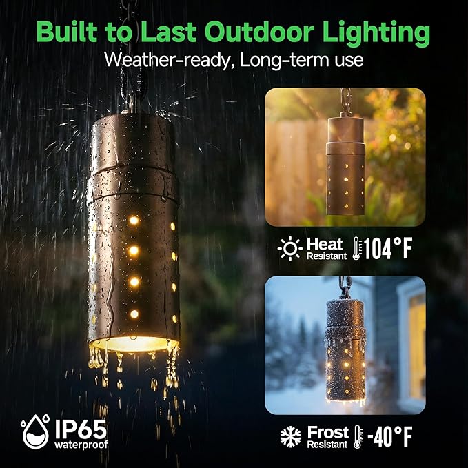 Outdoor Pendant Lights 3000K/4000K/5000K Adjustable Color Temperature 3CCT Low Voltage LED Hanging Lights 12V Wired Installation Aluminum Design ORB Finish for Patio Porch Gazebo 4 Pack