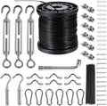 String Lights Hanging KitGlobe String Lights Suspension KitOutdoor Light Guide WireInclud 164 FT Nylon-Coated Stainless Steel Wire Rope CableTurnbuckle and HooksEnough AccessoriesUse Manual
