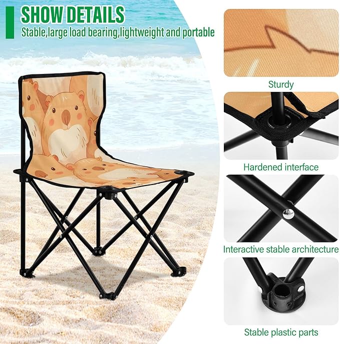 Marmots Portable Camping Chairs Folding Chair - Durable Oxford Fabric Lightweight Iron Frame Easy Fold Design - Ideal for Outdoor Activities Camping Fishing and Travel