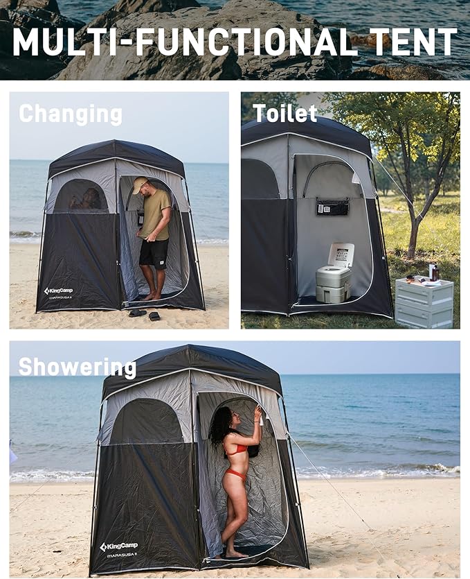 KingCamp Shower Tent Portable Privacy Tent Outdoor Camping 1/2 Room Toilet Tents with Shower Bag &amp Dressing Room for Beach Camping &amp Hiking