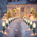 USOKYO 30Ft C9 Led 20 Bulbs Christmas Pathway Lights Outdoor Warm White Led Bulbs Waterproof Connectable Christmas Walkway Lights with Stakes for Yard Lawn Sidewalk Driveway Christmas Decorations