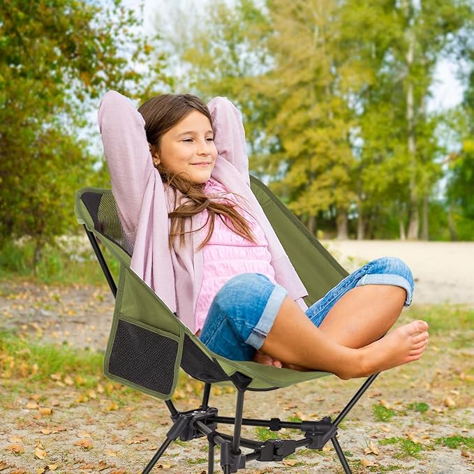 MOON LENCE Portable Camping Chair Backpacking Chair - The 4th Generation Ultralight Folding Chair - Compact Lightweight Foldable Chairs for Hiking Mountaineering Beach (Green-2Pack)