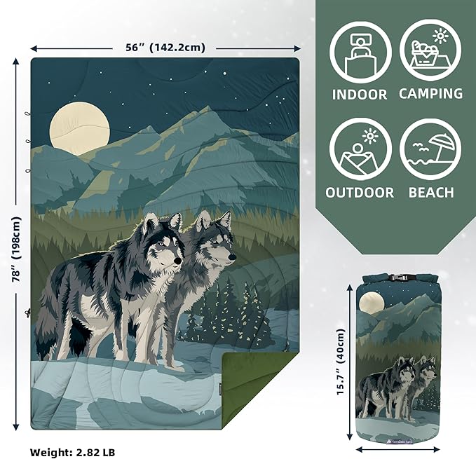 Camping Blanket Puffy - Outdoor Stadium Blanket Wearable Lightweight Packable Machine Washable Camping Quilt for Traveling Picnic Beach Party
