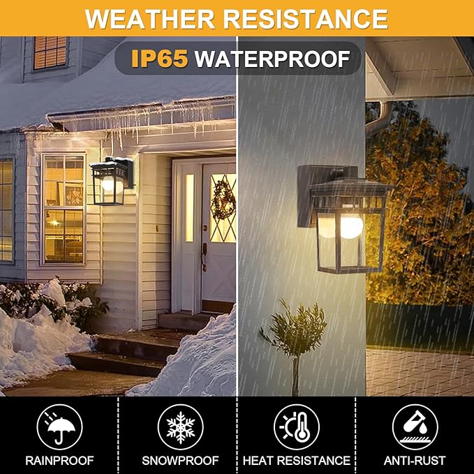 2 Pack Porch Lights with GFCI Outlets Dusk to Dawn Outdoor Lighting Exterior Light Fixtures Wall Mount Waterproof Alunmium Wall Sconces for House Patio Garage Front Door 9W LED Bulbs Included(ORB)