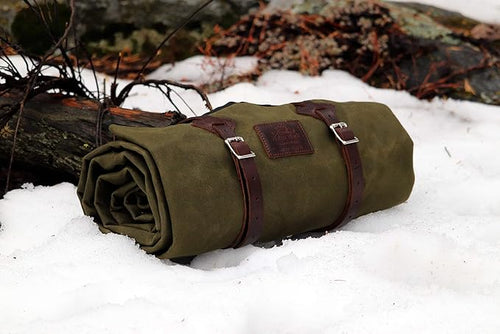 1844 Helko Werk Handmade Waxed Canvas Cowboy Bedroll - Camp Bed Roll w Leather Straps &amp Zipper-Waterproof-Sleeping Bag (Bedroll Forest Green) #F8761FG