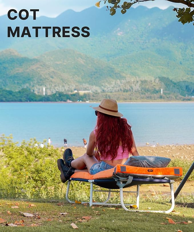 3 Inch Memory Foam Camping Mattress Dual Layer Thick Sleeping Camp Pad for Car Tent Cot Roll-Up Portable Glamping Floor Bed for Guests Sleepover